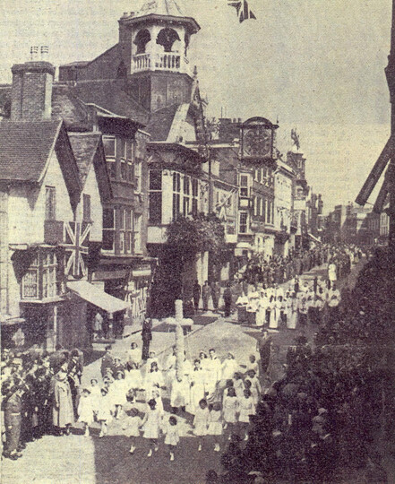 Photograph of the Pilgrimage Procession in Guildford High Street