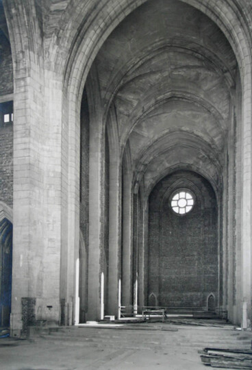 Photograph of the chancel during construction